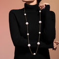 Long Station Necklace With Spaced Shell Pearl Beads view 3