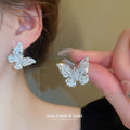 Pale Purple Crystal Butterfly Stud Earrings Fashion Jewelry view 1