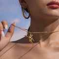Gold Dancer Pendant Necklace And Zircon Link Chains view 4