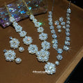 Gold Pearl Flower Rhinestone Necklace Earring Drop Set view 3