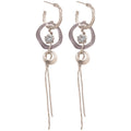 Silver Circle And Crystal Drop Earrings With Chain Tassels view 5