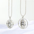 Silver Tone Reversible Smiley and Frown Spinner Pendant Necklaces view 4