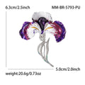 Purple Iris Flower Brooch with Enamel Petals and Silver Stem view 6