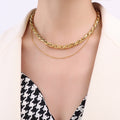 Thick Mariner Link Chain Necklace Choker Style Gold Steel view 4