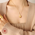 Irregular Organic Metal Pendant Necklace Faux Pearl Accent view 3