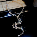 Rhinestone Y Lariat Necklace Cascading Crystal Drop Design view 6