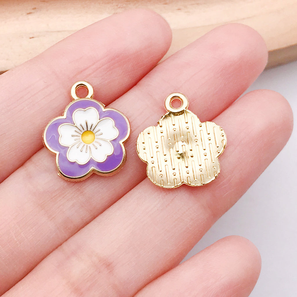 Zinc Alloy Enamel Lily of the Valley Five Petal Flower charm pendant for DIY jewelry