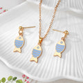Enamel Fish Stud Earring Necklace Sets 9 Color Styles view 7