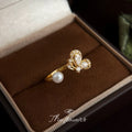 Gold Tone Clear Stone Butterfly And White Pearl Open Adjustable Ring view 1