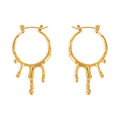 Liquid Drip Hoop Earrings Irregular Molten Metal Gold Steel view 5