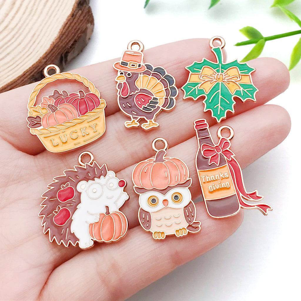 Zinc Alloy Enamel Turkey charm pendant for DIY Thanksgiving bracelet necklace making