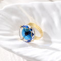 Gold Tone Oversized Faceted Crystal Adjustable Rings view 4