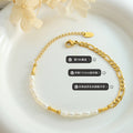 Gold Freshwater Pearl And Figaro Chain Mixed Bracelet view 2