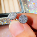 White Gold Round Pavé Cluster Cubic Zirconia Stud Earrings view 4