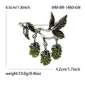 Three Berry Branch Brooch in Purple or Green Crystal view 7