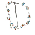 Delicate Silver Tone Necklace with Multicolor Bead Clusters view 5