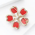 Five Petal Flower Brooch with Polished Metal and Decorative Accents view 4