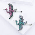 Graceful Flying Crane Crystal Brooch in Blue or Purple view 1