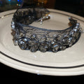 Black Lace Choker Necklace With Dark Crystal Flower Clusters view 6