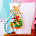 Enamel Coiled Chinese Dragon Keychains with Fortune Cord Sets in Nine Options view 4