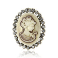 Vintage Cameo Profile Brooch in Gold or Silver Tone Oval Frame view 5