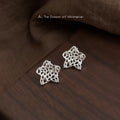 Silver Hollow Openwork Star Stud Earrings Clear CZ Accents view 1