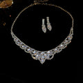 Silver Tone Crystal Crescent Necklace and Stud Earring Set view 6