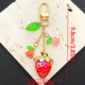 Red Pink and Purple Strawberry Flower Metal Clasp Keychain Set view 4