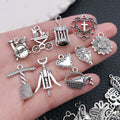 Silver-Tone Heart and Leaf Metal Charms with 15 Listed Options view 3