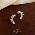 Gold-Tone Baguette CZ C-Curve Climber Stud Earrings Pair view 3