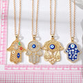 Gold and Silver Tone Hamsa Evil Eye Pendant Necklaces view 5
