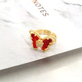 Gold Tone Crystal Butterfly Adjustable Open Rings in Twelve Colors view 4