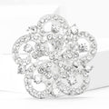 Crystal Openwork Flower Brooch In 2 Styles With Polished Metal Details view 2