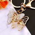 Hollow Crystal Butterfly Keychains in White Fuchsia and Yellow view 6
