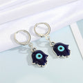 Silver Tone Hamsa Evil Eye Huggie Earrings in Five Color Designs view 7