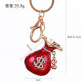 Rhinestone Dollar Money Bag Keychain Gold Purple Red view 2