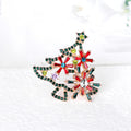 Red Gold Tone Christmas Tree Metal Brooch Pin for Jackets and Lapels view 3