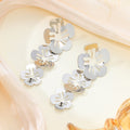 Gold and Silver Triple Open Flower Long Dangle Earrings view 4