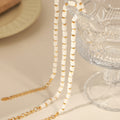 White Shell Disc Bead Bracelet Gold Accents Adjustable view 2
