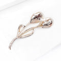 Rose Gold Cat Eye Tulip Bud Brooch Rhinestone Stem view 4