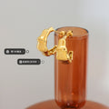 Bamboo Segment Open C Hoop Earrings In Gold Or Steel view 2