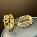 Gold Tone Crystal Chain Link Huggie Earrings view 1