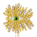 Rhinestone Radiant Eye Brooch with Faceted Stones for Jackets and Scarves view 5