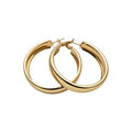 Polished Gold Tone Wide Hoop Earrings with Rounded Profile view 5