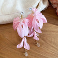 Sheer Petal Crystal Drop Earrings in Five Pastel Colors view 6