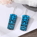 Silver Tone Printed Acrylic Long Face Mask Kidney Wire Earrings in Five Colors view 6