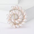 Spiral Faux Pearl Brooch in Gold or Silver Tone Finish view 2