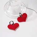 Teal Blue Puffy Heart and Black Hoop Drop Earrings view 3