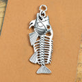 Fish Skeleton Metal Charm in 4 Decorative Finishes view 2