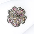 Layered Crystal Rose Brooch with Polished Metal and Decorative Accents view 3